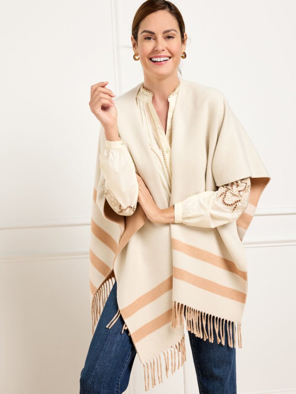 Talbots Reversible Double Face Ruana Wrap - Picture 2 of 5